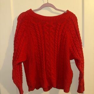 Aerie Vibrant Red Cable Knit Sweater